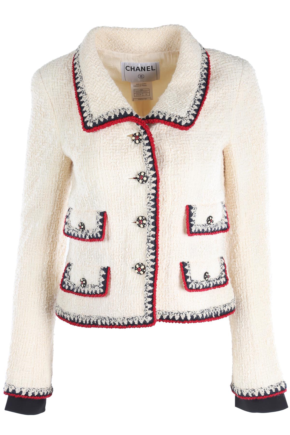 CHANEL CREAM 2006 TWEED JACKET FR 36 UK 8
