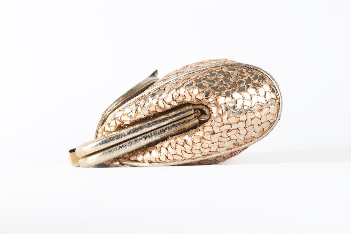 ANYA HINDMARCH GOLD LEATHER CLUTCH