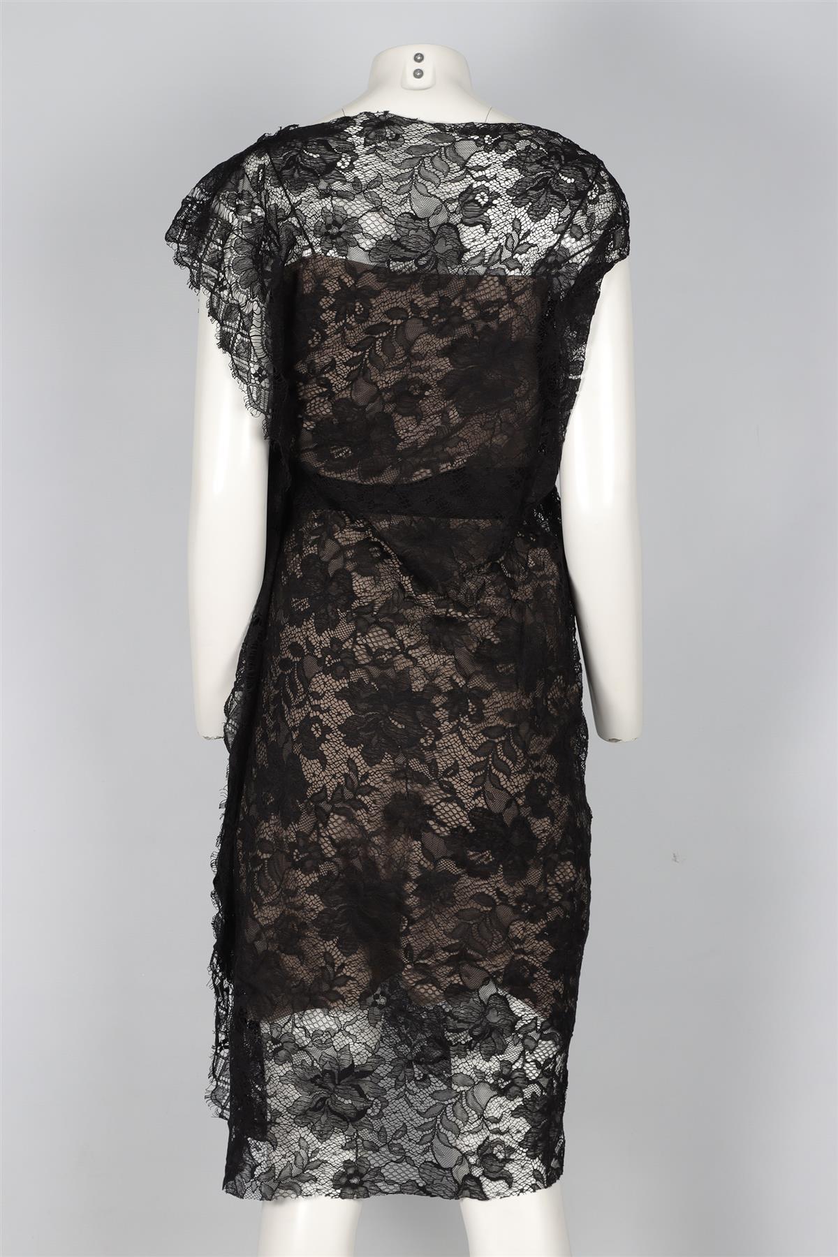 LANVIN BLACK LACE MIDI DRESS FR 34 UK 6