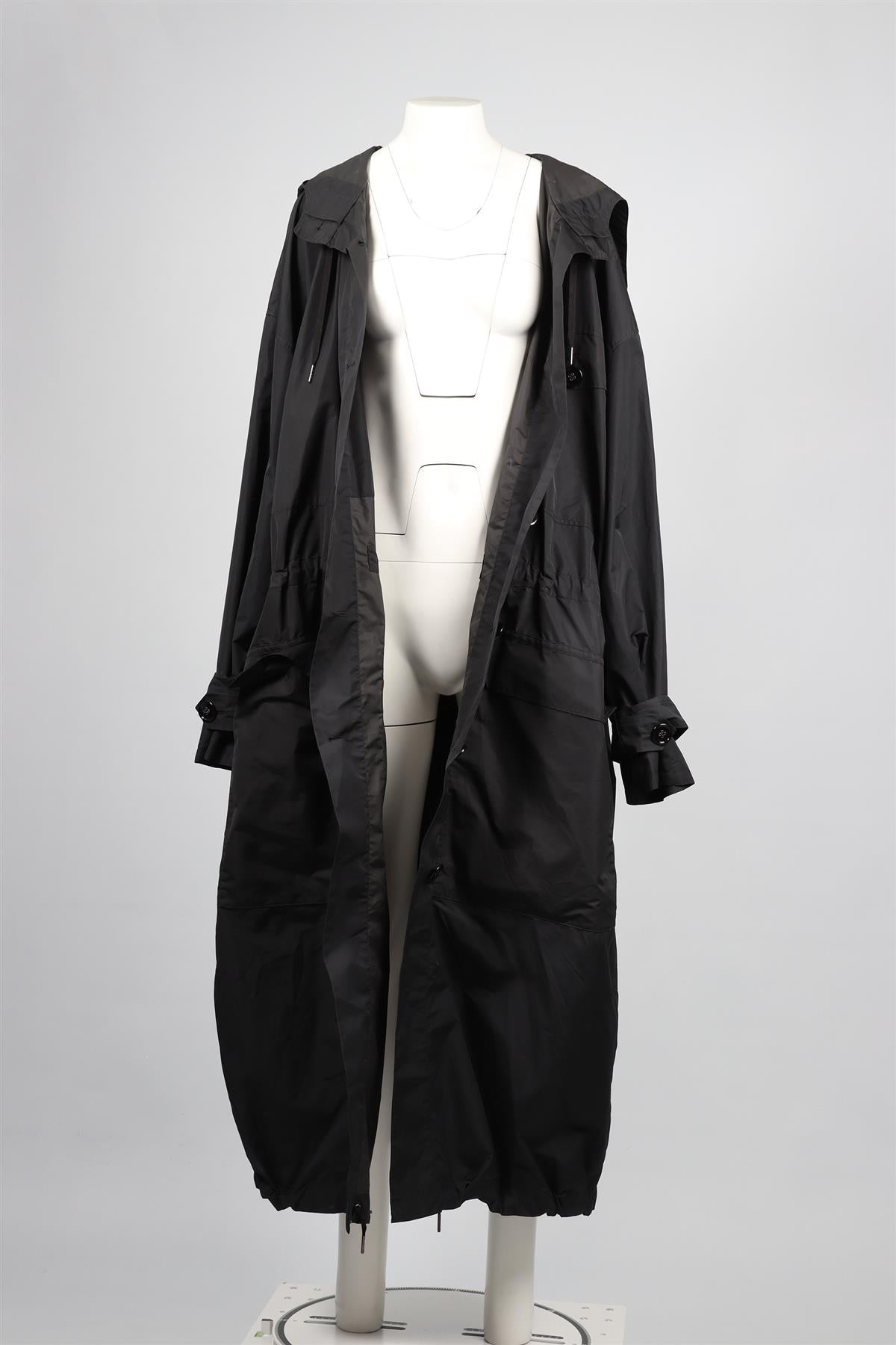 YVES SAINT LAURENT BLACK VINTAGE NYLON COAT FR 38 UK 10