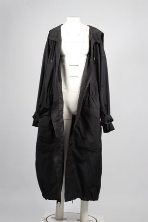 YVES SAINT LAURENT BLACK VINTAGE NYLON COAT FR 38 UK 10