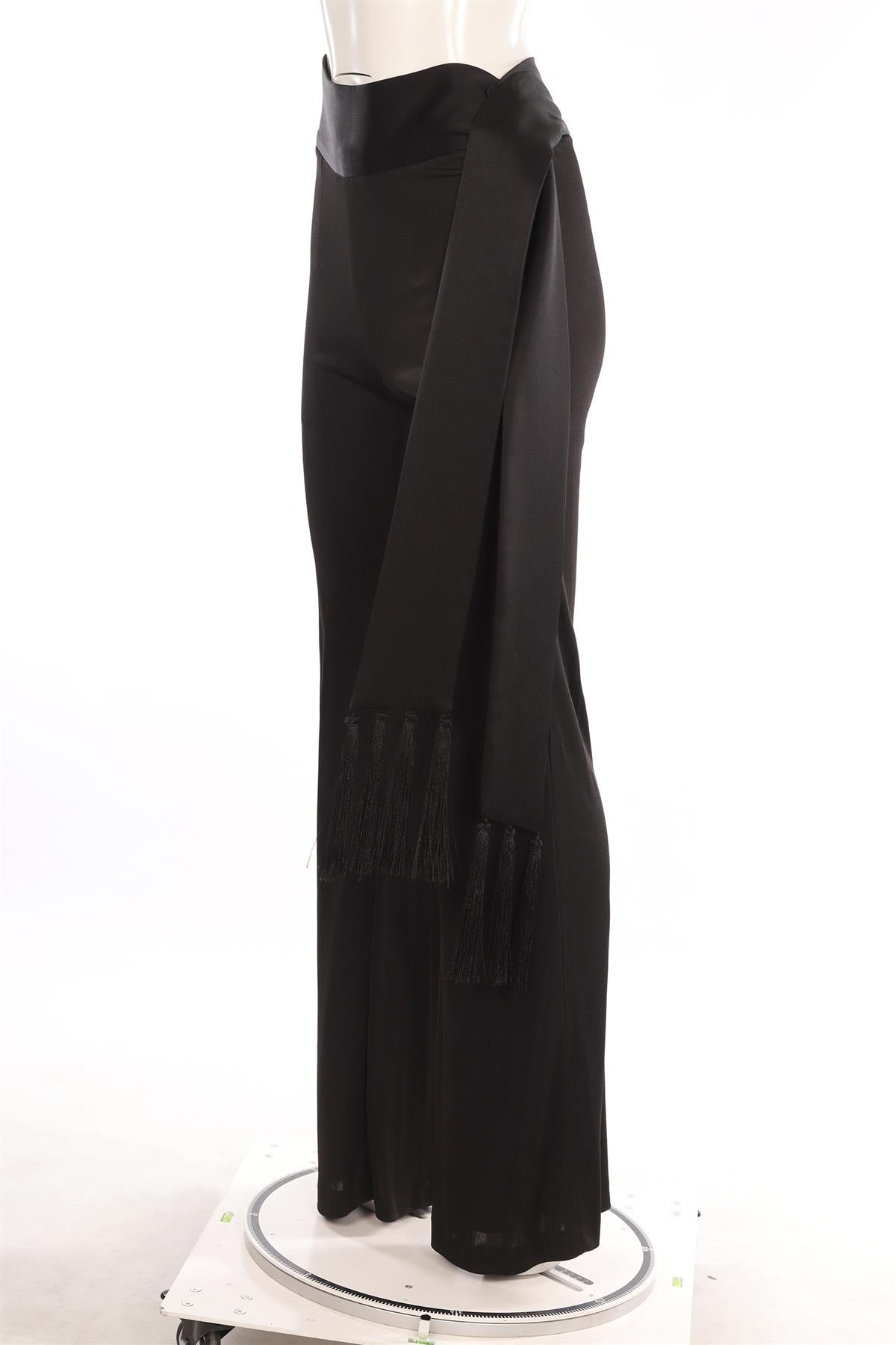 GALVAN LONDON BLACK SATIN FLARED PANTS FR 36 UK 8
