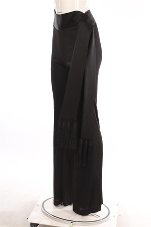 GALVAN LONDON BLACK SATIN FLARED PANTS FR 36 UK 8