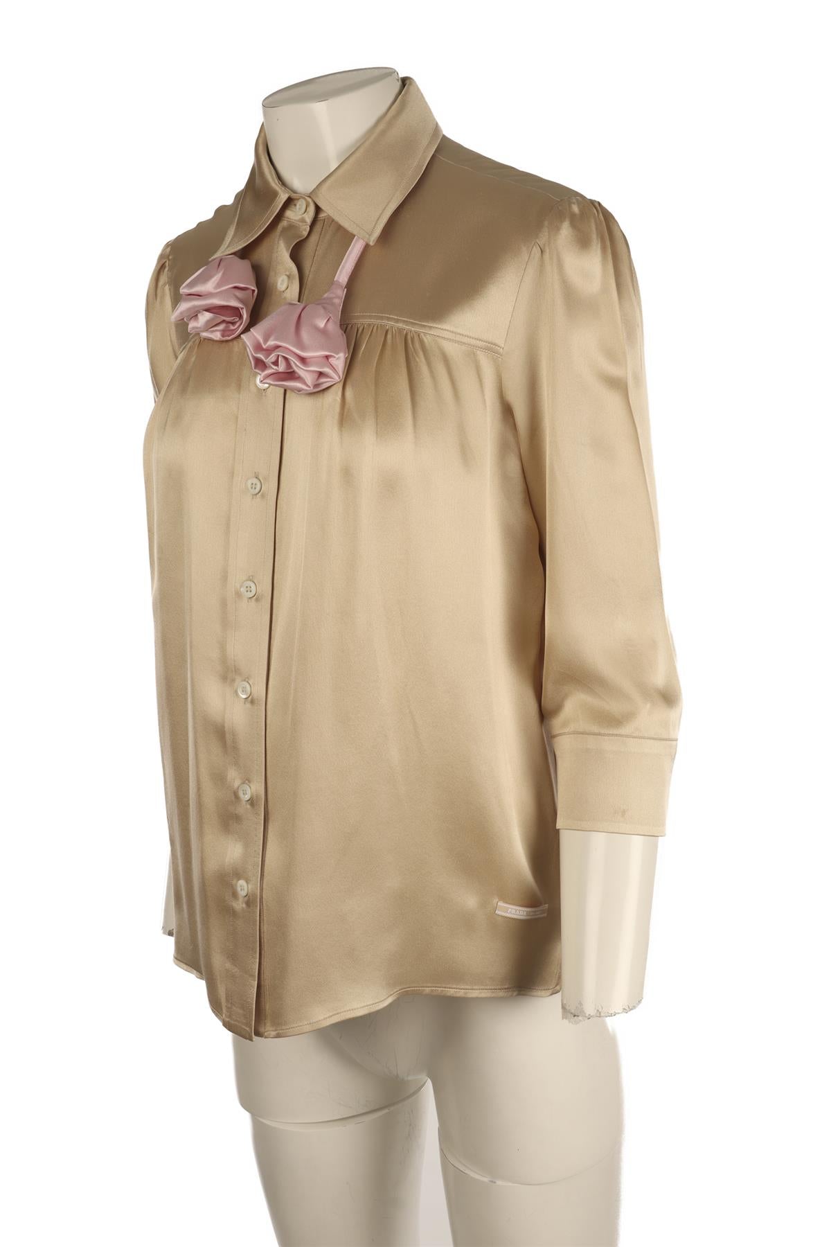 PRADA GOLD SILK SHIRT IT 40 UK 8