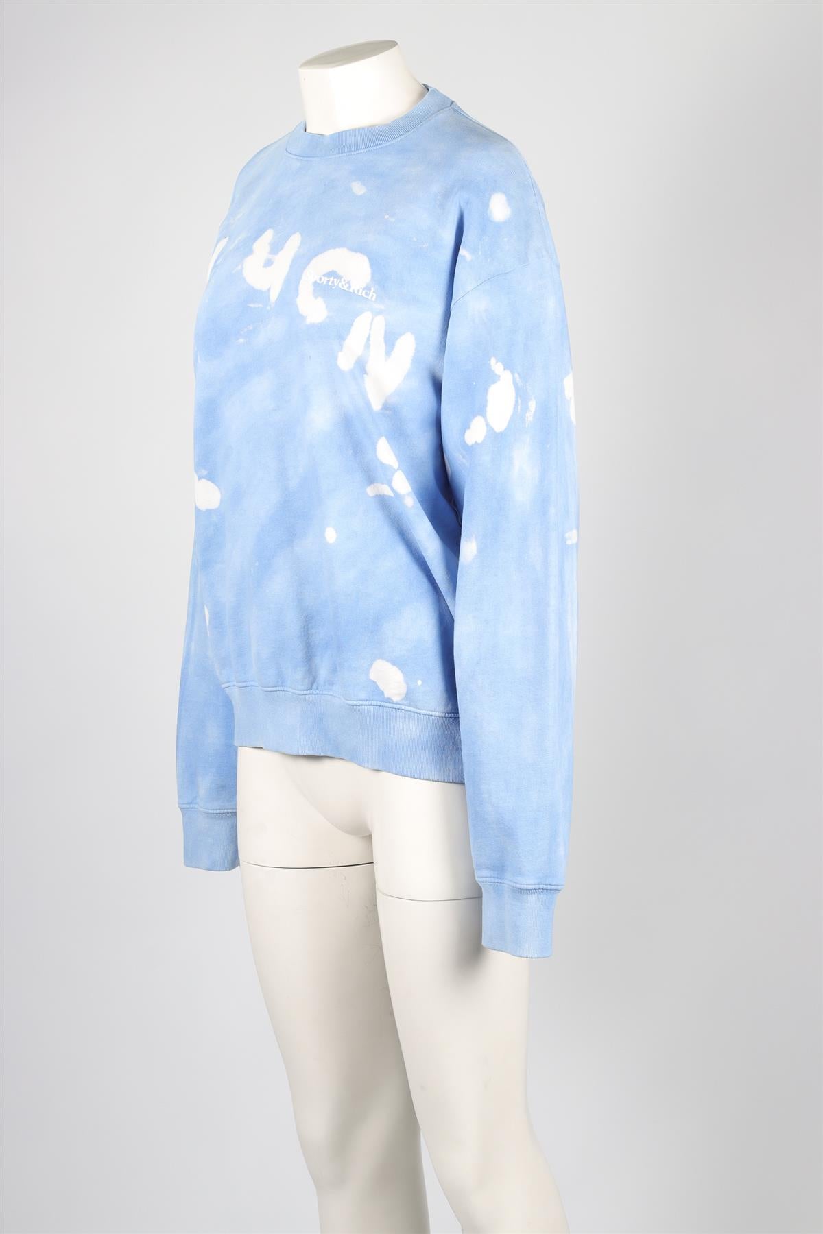 SPORTY & RICH BLUE COTTON SWEATSHIRT MEDIUM