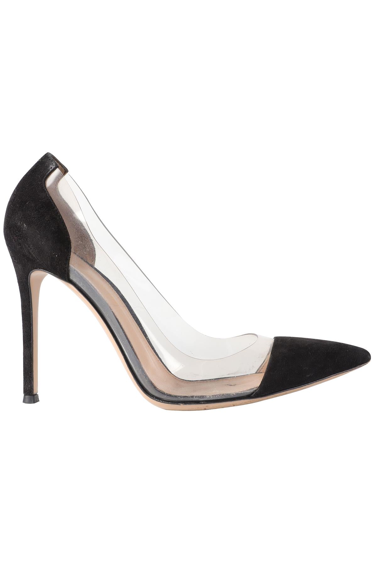 GIANVITO ROSSI BLACK PVC AND SUEDE PUMPS EU 38.5 UK 5.5 US 8.5