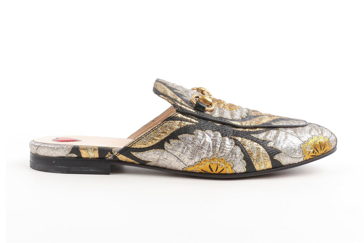 GUCCI BLACK PRINCETOWN FABRIC SLIPPERS EU 37 UK 4 US 7