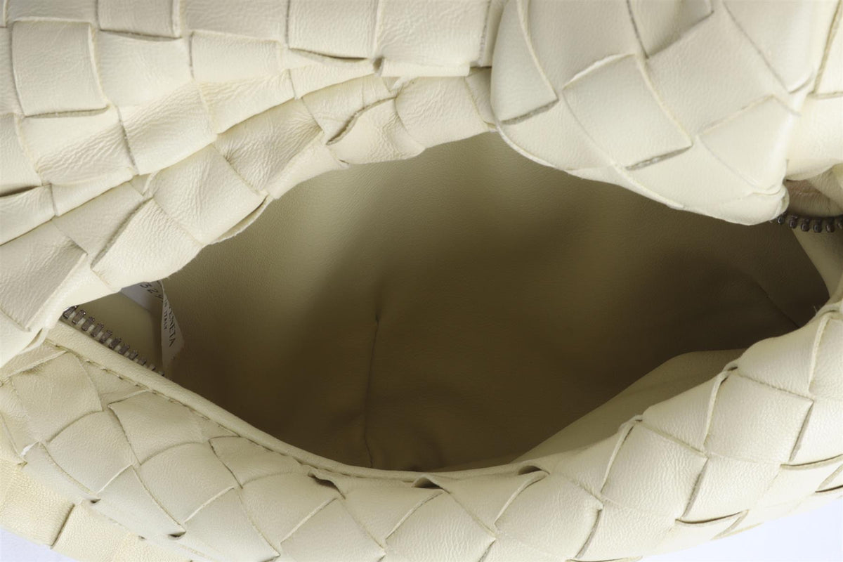 BOTTEGA VENETA YELLOW JODIE MINI INTRECCIATO LEATHER TOTE BAG