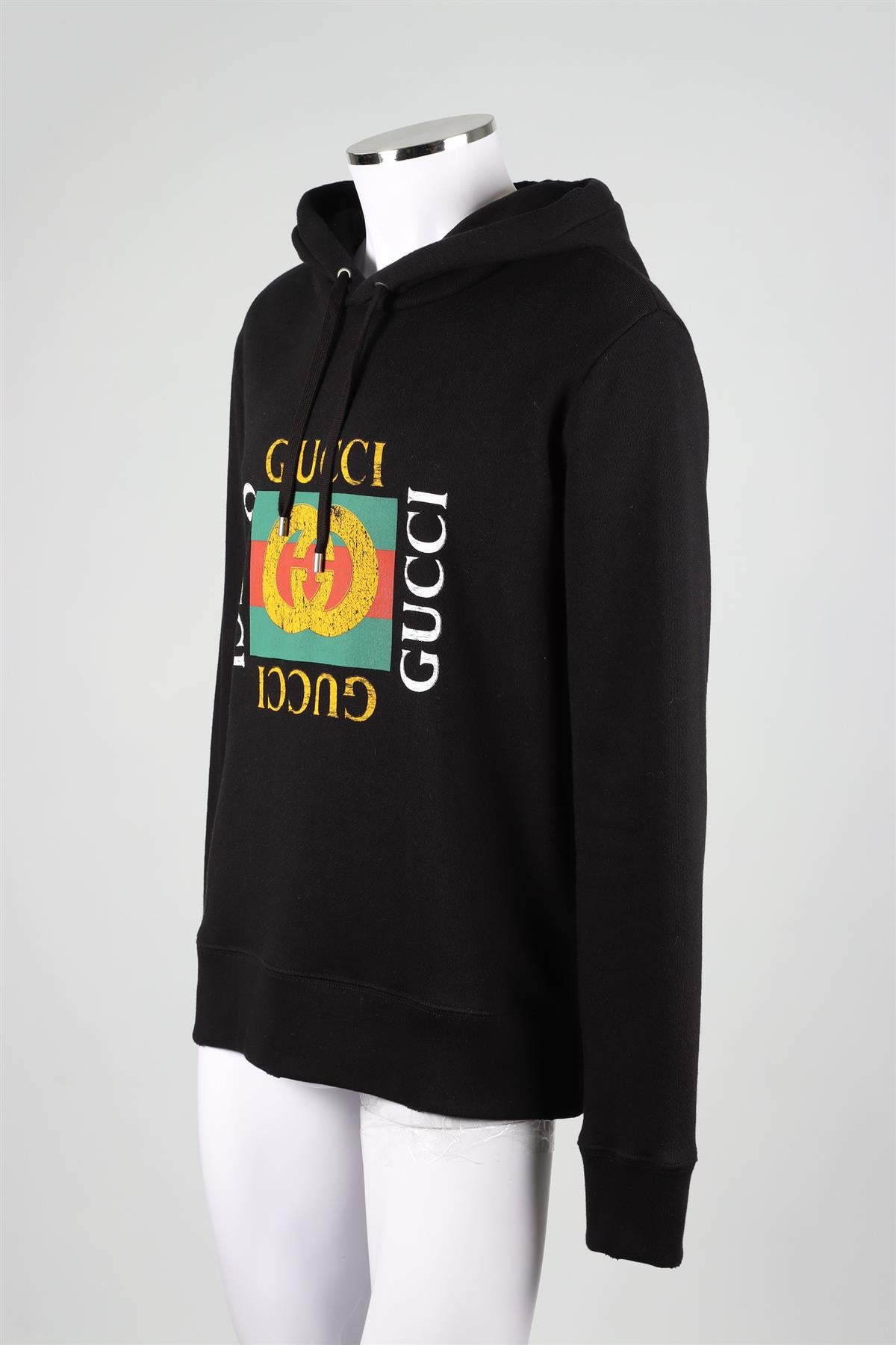 GUCCI BLACK MEN'S COTTON HOODIE LARGE