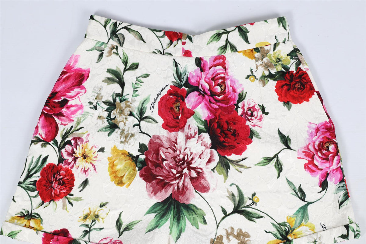 DOLCE & GABBANA FLORAL PRINT COTTON BLEND SHORTS IT 36 UK 4