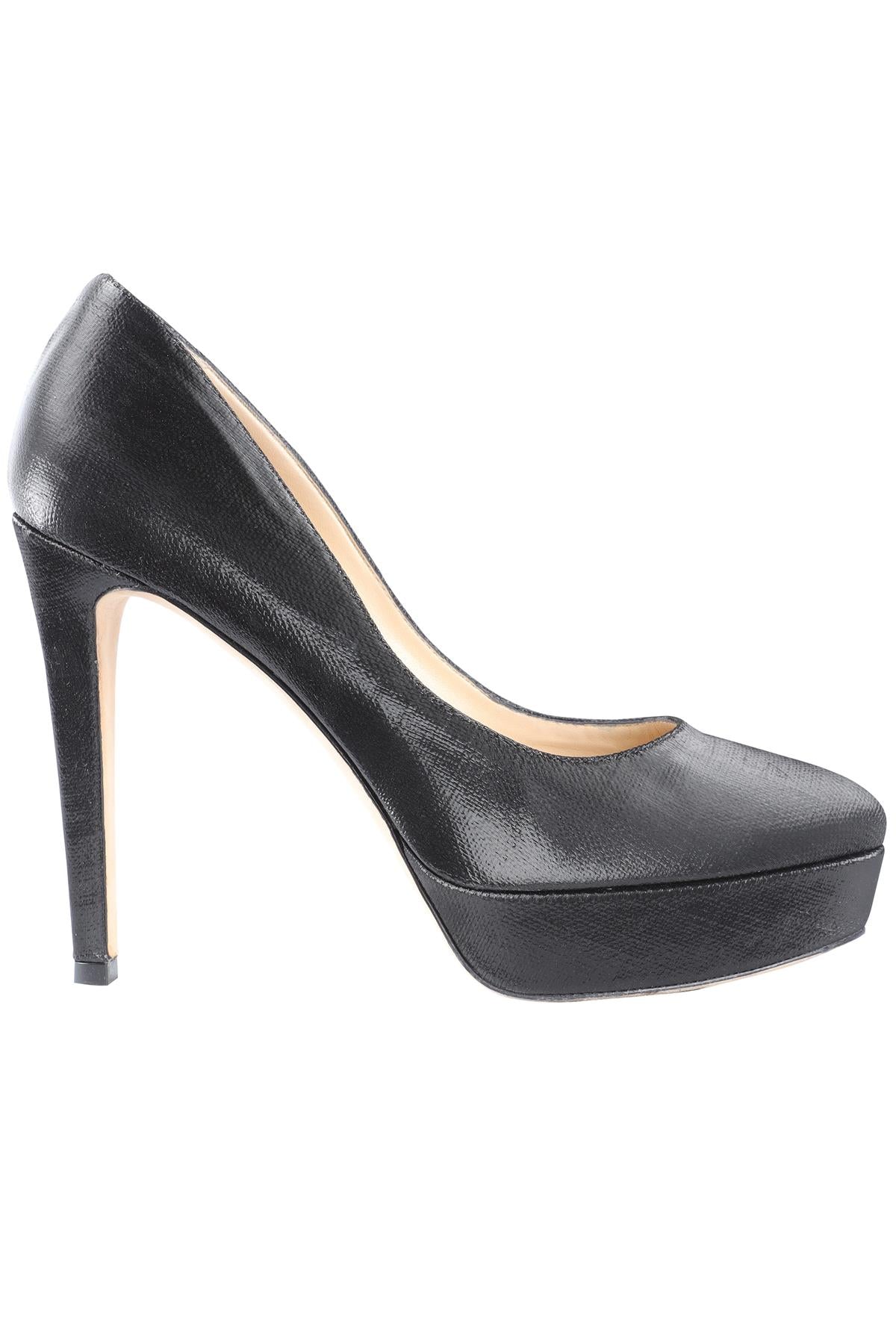 JIMMY CHOO BLACK FABRIC PLATFORM PUMPS EU 37 UK 4 US 7