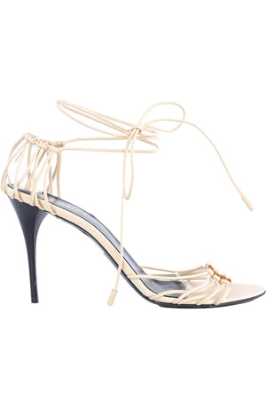 SAINT LAURENT TAUPE BABYLONE LEATHER SANDALS EU 39 UK 6 US 9