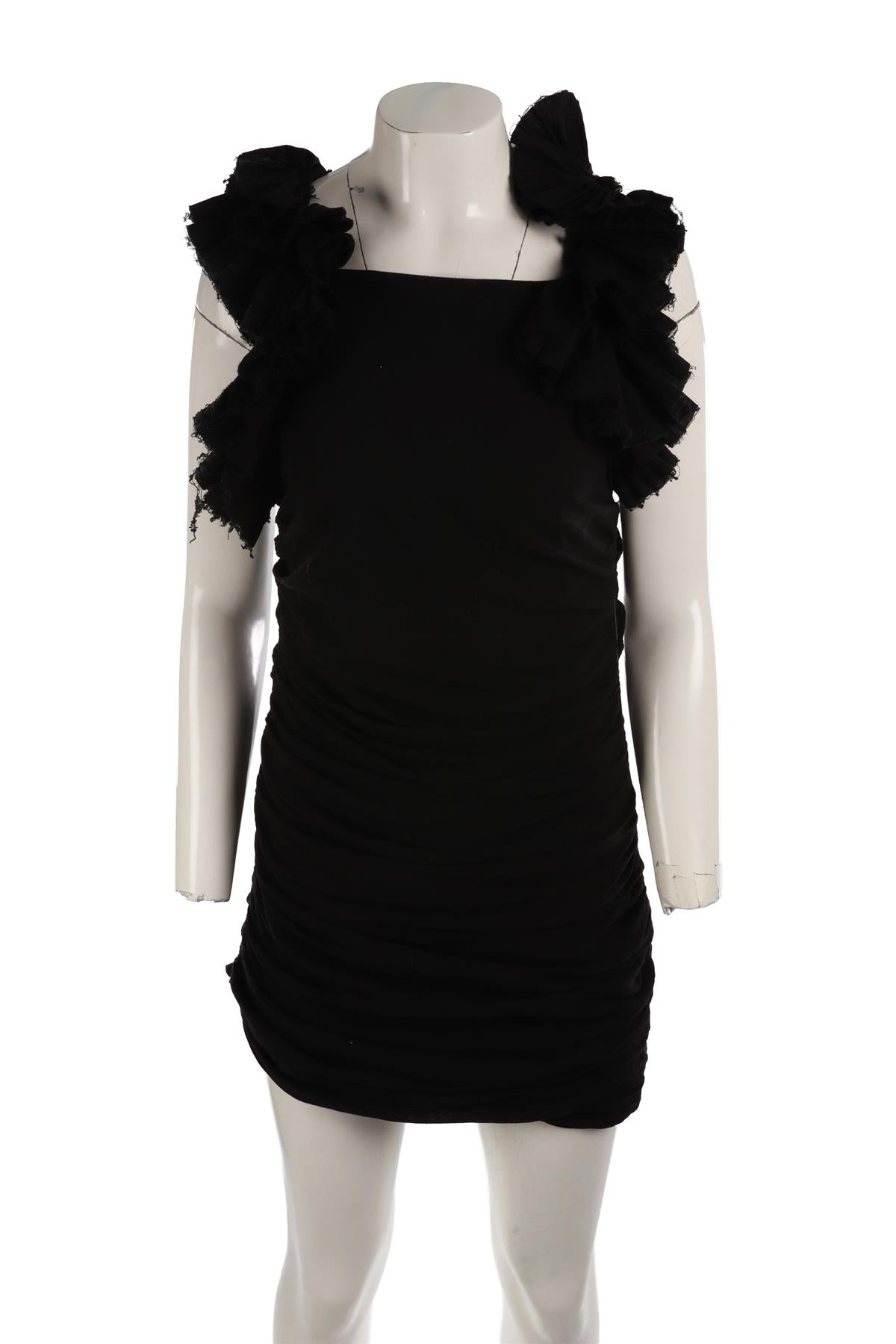 ISABEL MARANT BLACK COTTON MINI DRESS FR 40 UK 12