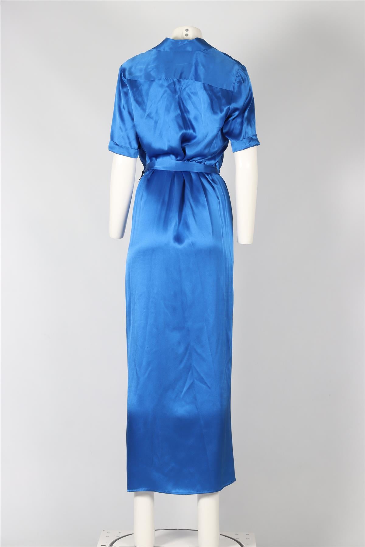 L'AGENCE BLUE BELTED SILK MAXI DRESS MEDIUM