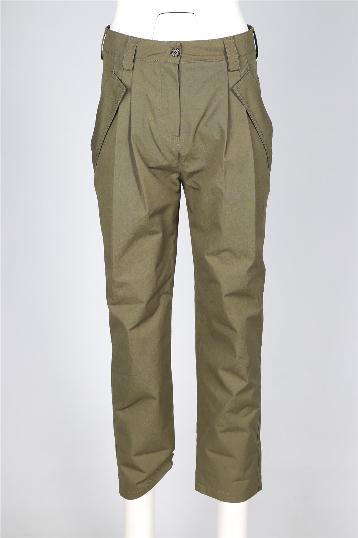 VALENTINO GREEN COTTON TAPERED TROUSERS IT 38 UK 6