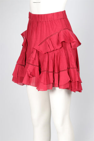 ISABEL MARANT ÉTOILE RED COTTON MINI SKIRT FR 38 UK 10