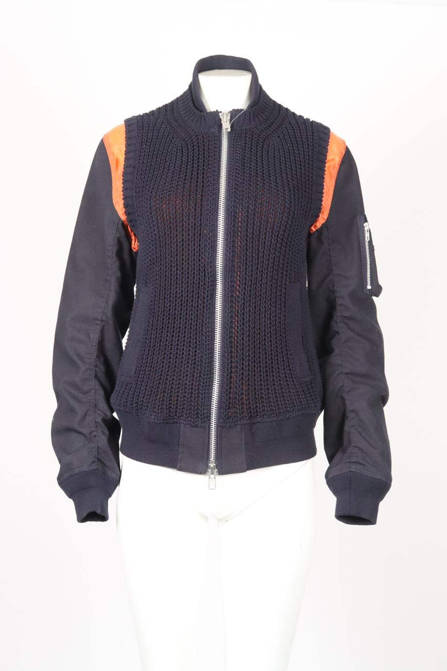 SACAI KNIT AND CANVAS BOMBER JACKET UK 8