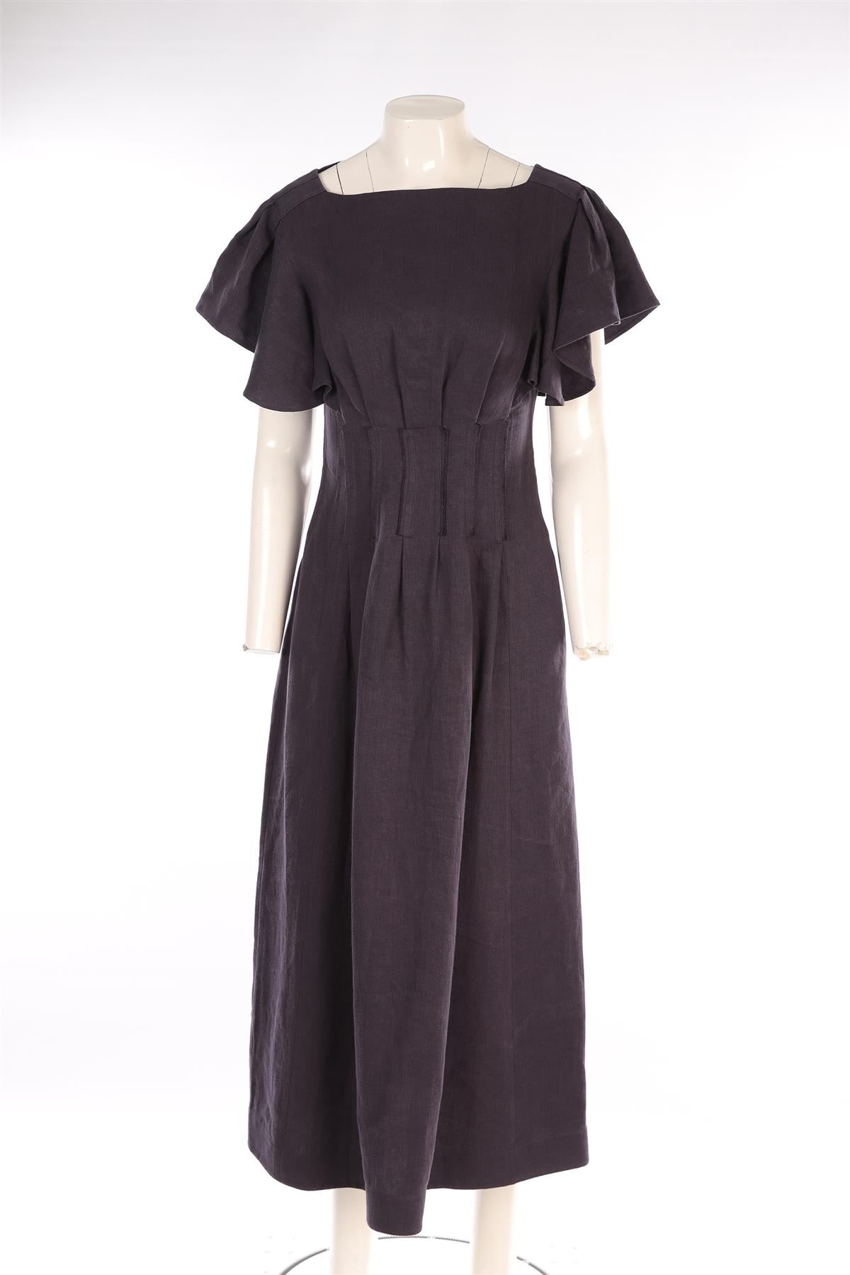CHLOÉ NAVY LINEN MAXI DRESS FR 36 UK 8