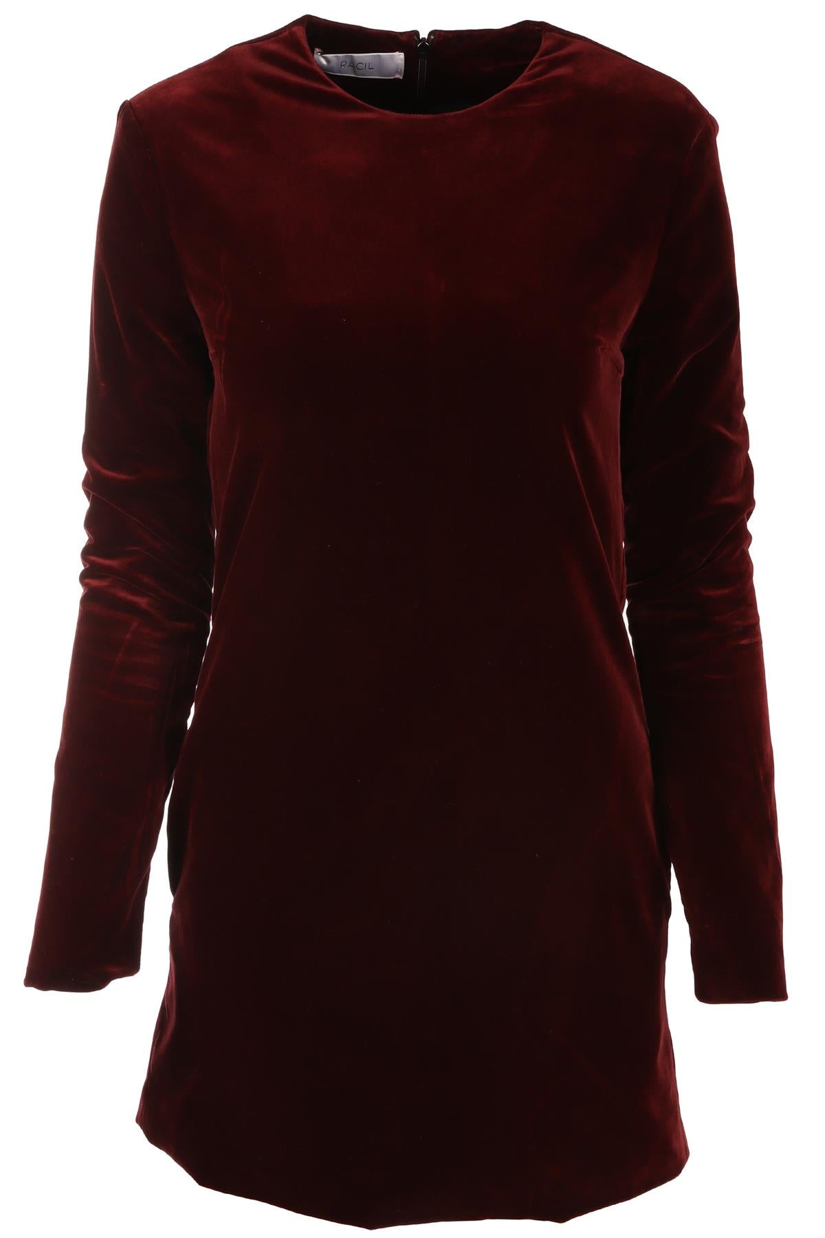 RACIL BURGUNDY VELVET MINI DRESS FR 38 UK 10