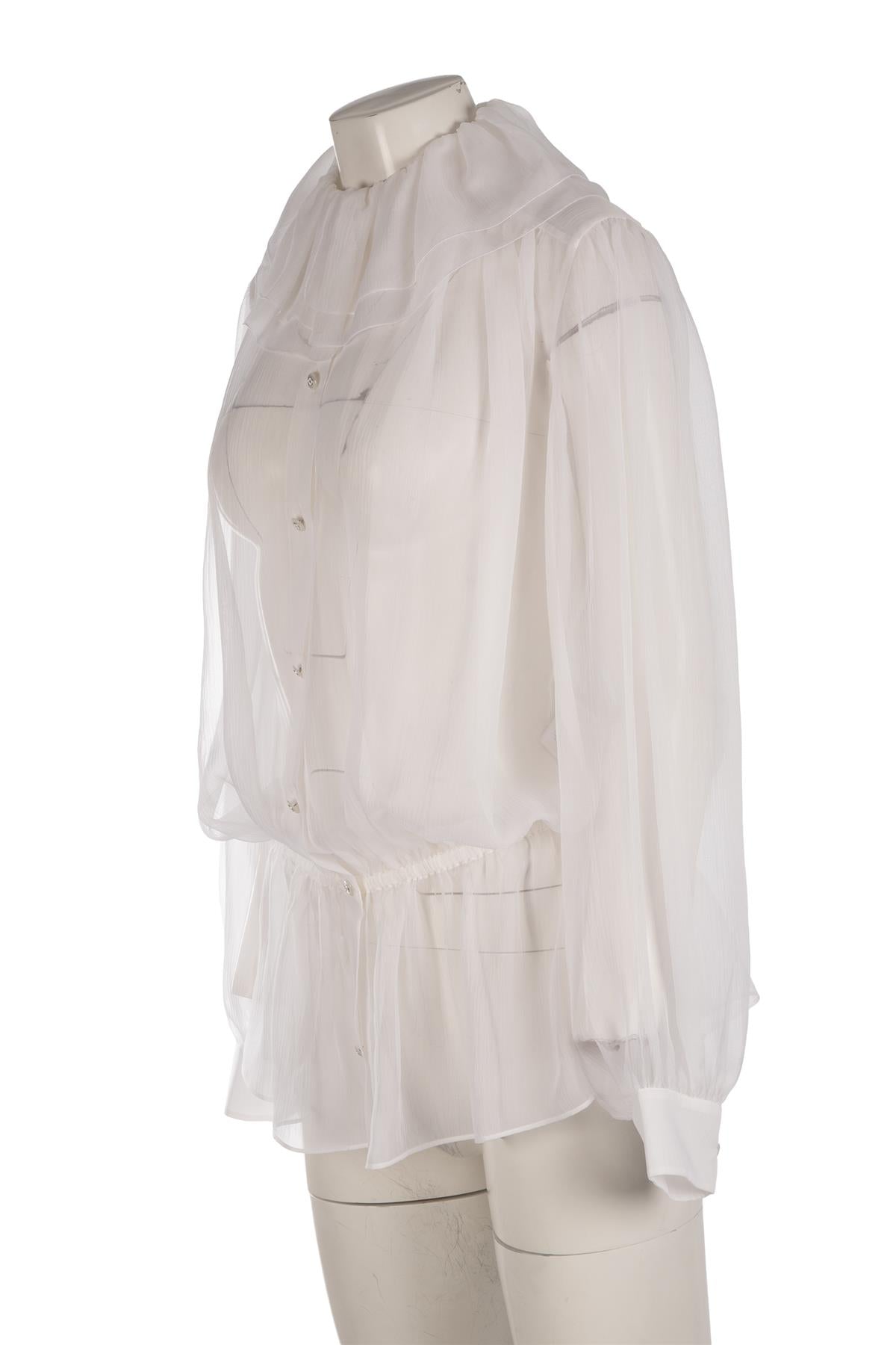 CHANEL WHITE 2025 SILK SHIRT FR 38 UK 10