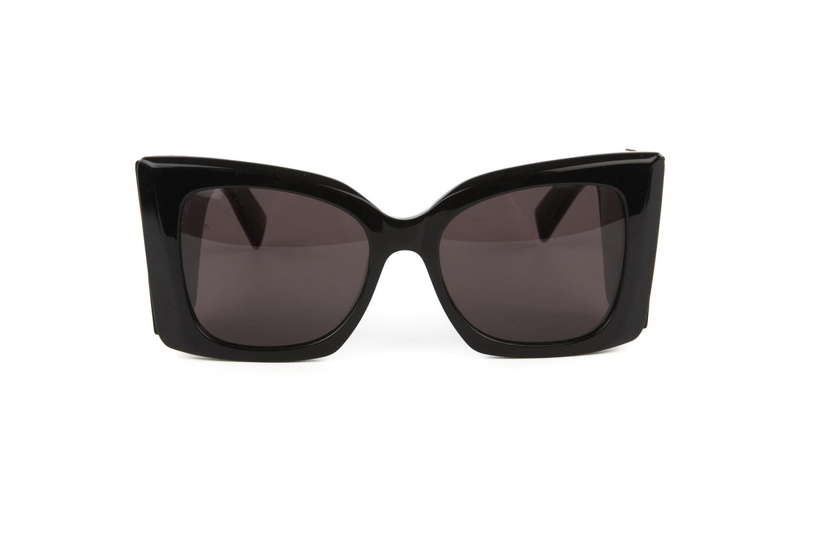 SAINT LAURENT BLACK BLAZE CAT EYE ACETATE SUNGLASSES