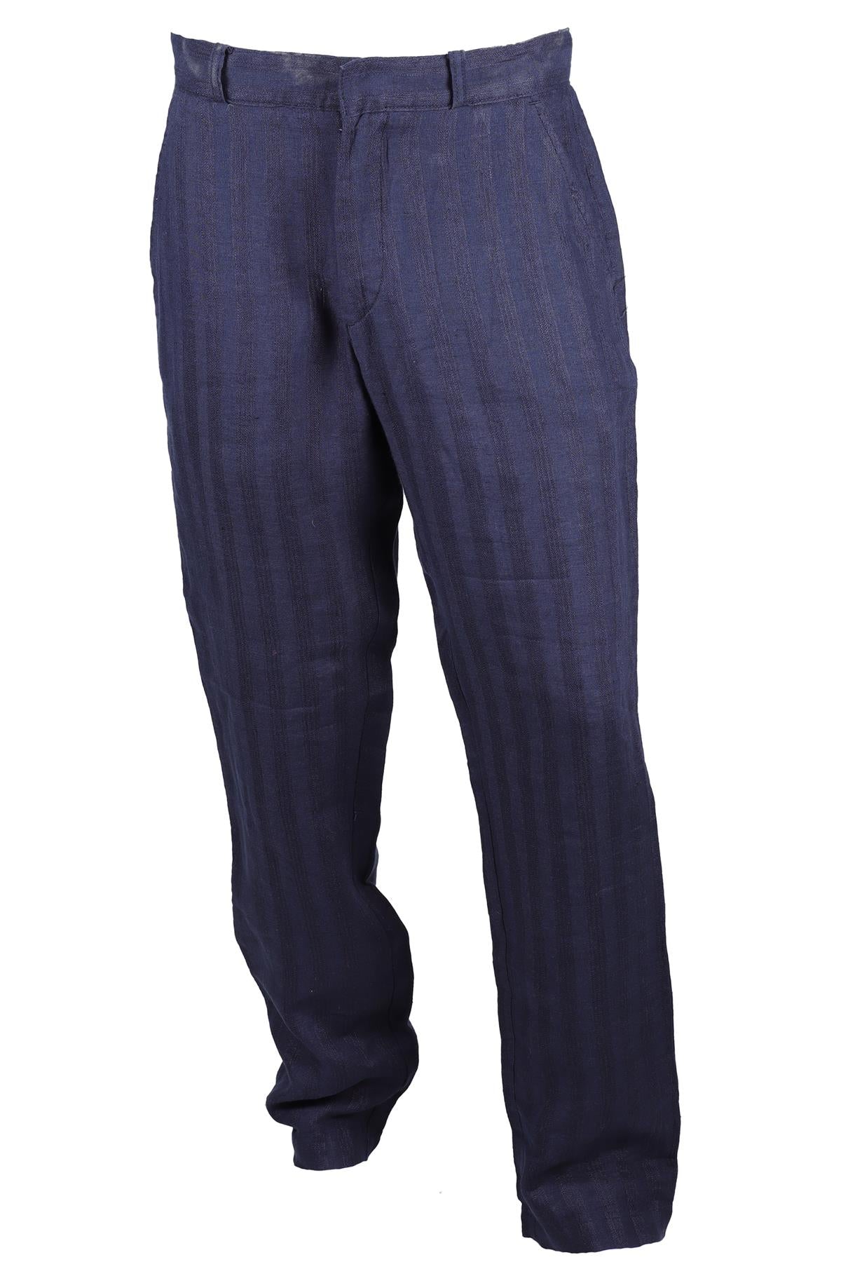 OLIVER SPENCER NAVY MEN'S LINEN STRAIGHT LEG PANTS UK/US WAIST 30