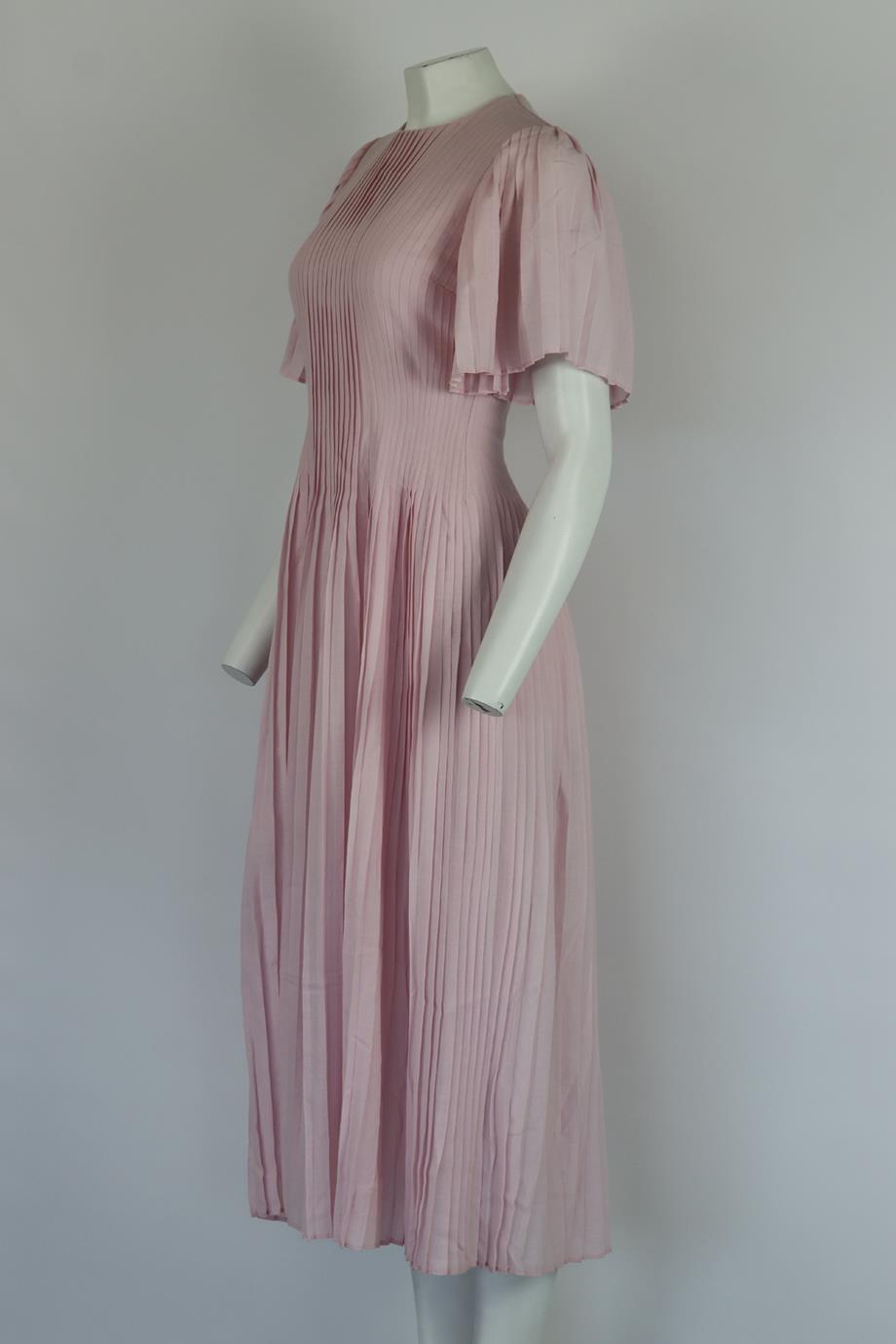 GABRIELA HEARST PLEATED CASHMERE AND WOOL BLEND MIDI DRESS IT 40 UK 8