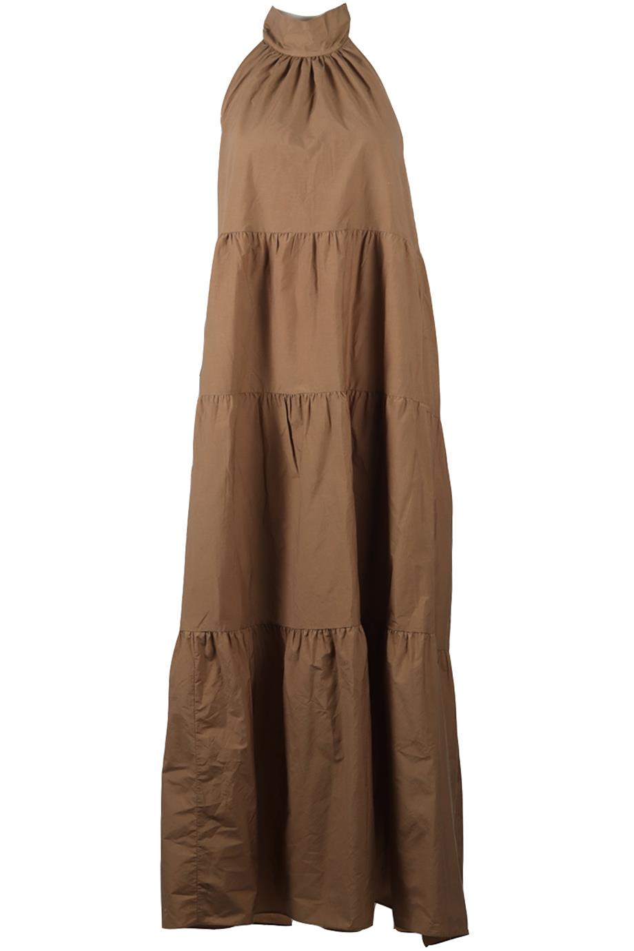 THEORY COTTON BLEND HALTERNECK MAXI DRESS MEDIUM