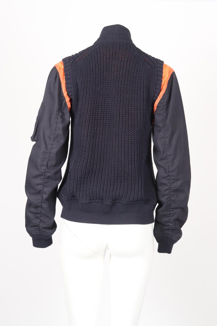 SACAI KNIT AND CANVAS BOMBER JACKET UK 8
