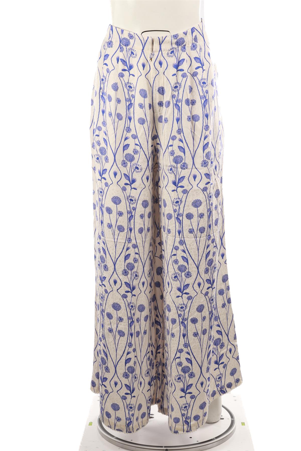 AGUA BENDITA CREAM SILK WIDE LEG PANTS LARGE