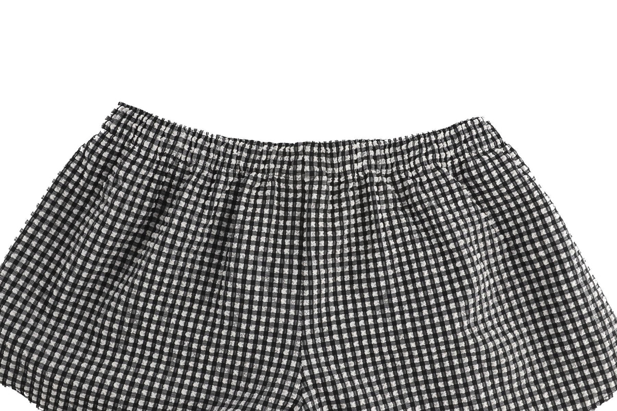 HUNZA G BLACK SEERSUCKER SHORTS SMALL/MEDIUM