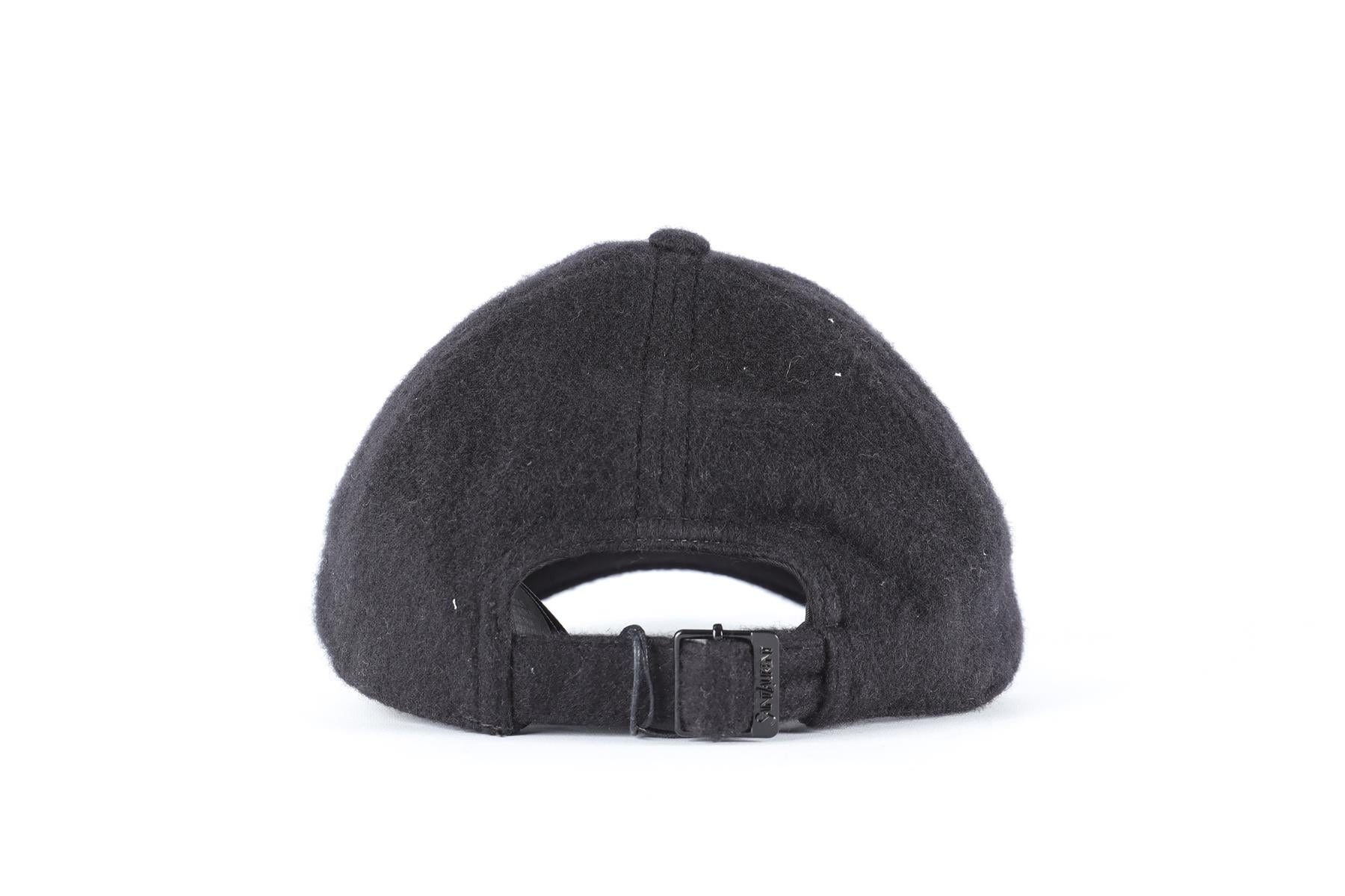 SAINT LAURENT BLACK CASHMERE BASEBALL CAP ONE SIZE