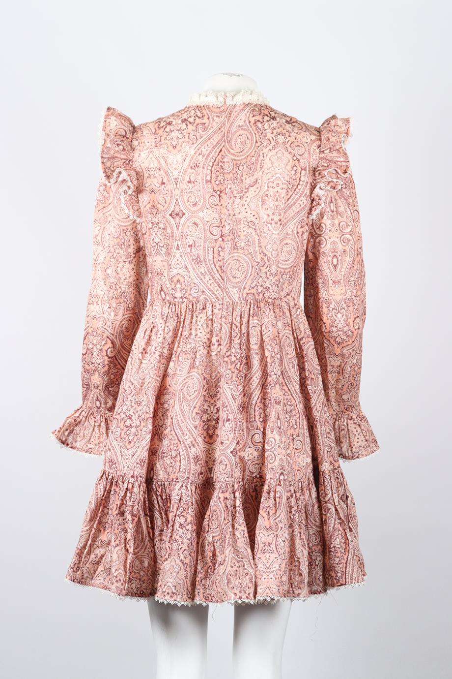 ZIMMERMANN PRINTED LINEN MINI DRESS UK 14