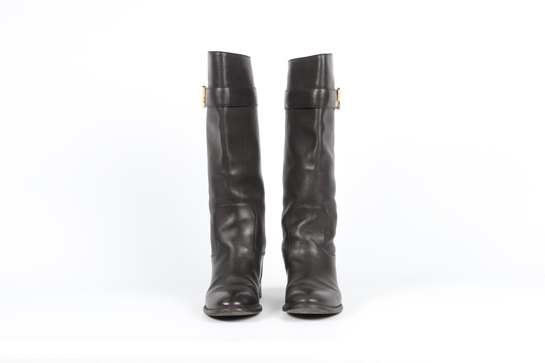 LOUIS VUITTON BLACK LEGACY LEATHER KNEE HIGH BOOTS EU 38 UK 5 US 8