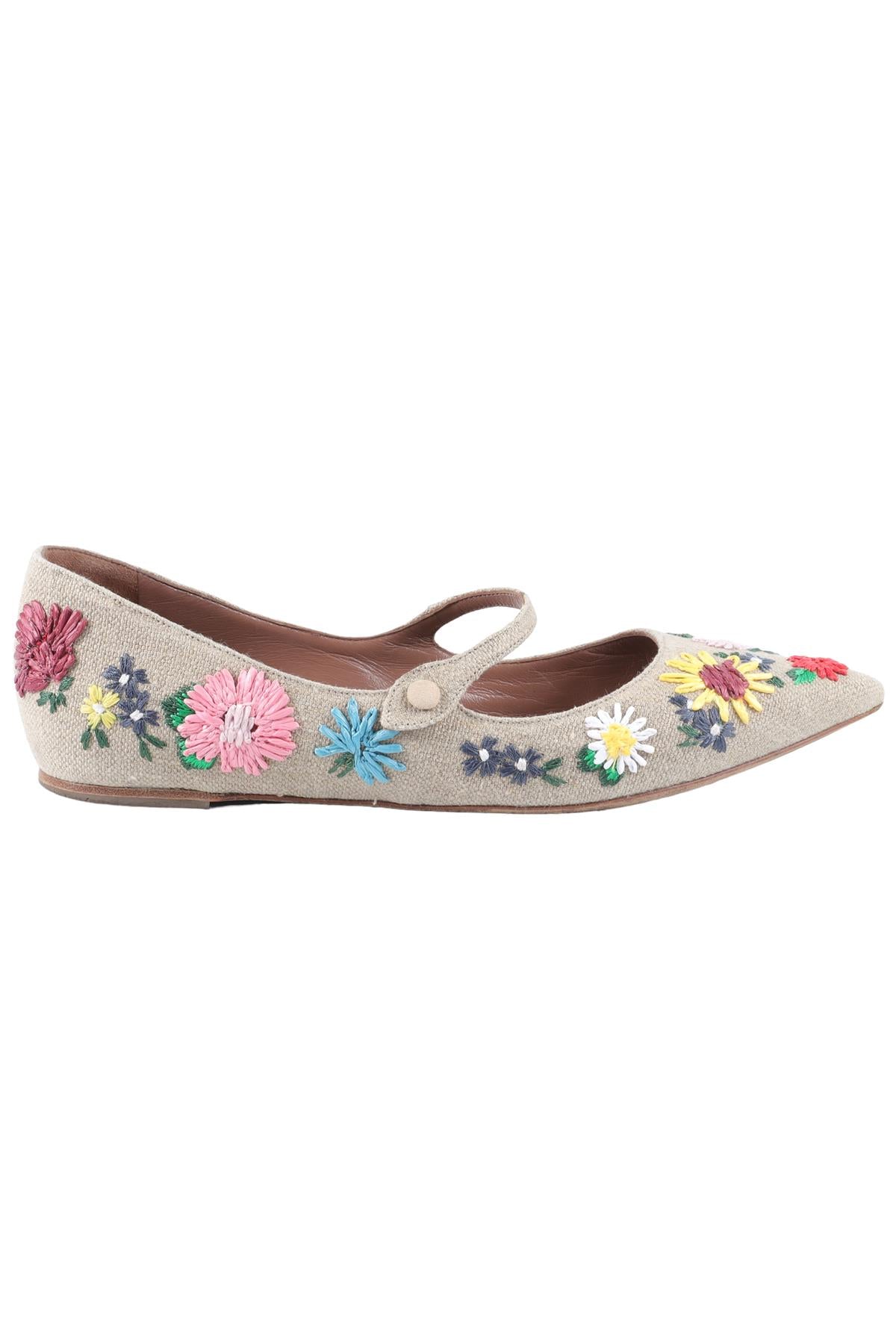 TABITHA SIMMONS BEIGE CANVAS BALLET FLATS EU 38.5 UK 5.5 US 8.5