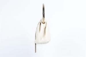 JIMMY CHOO WHITE BON BON LEATHER SHOULDER BAG