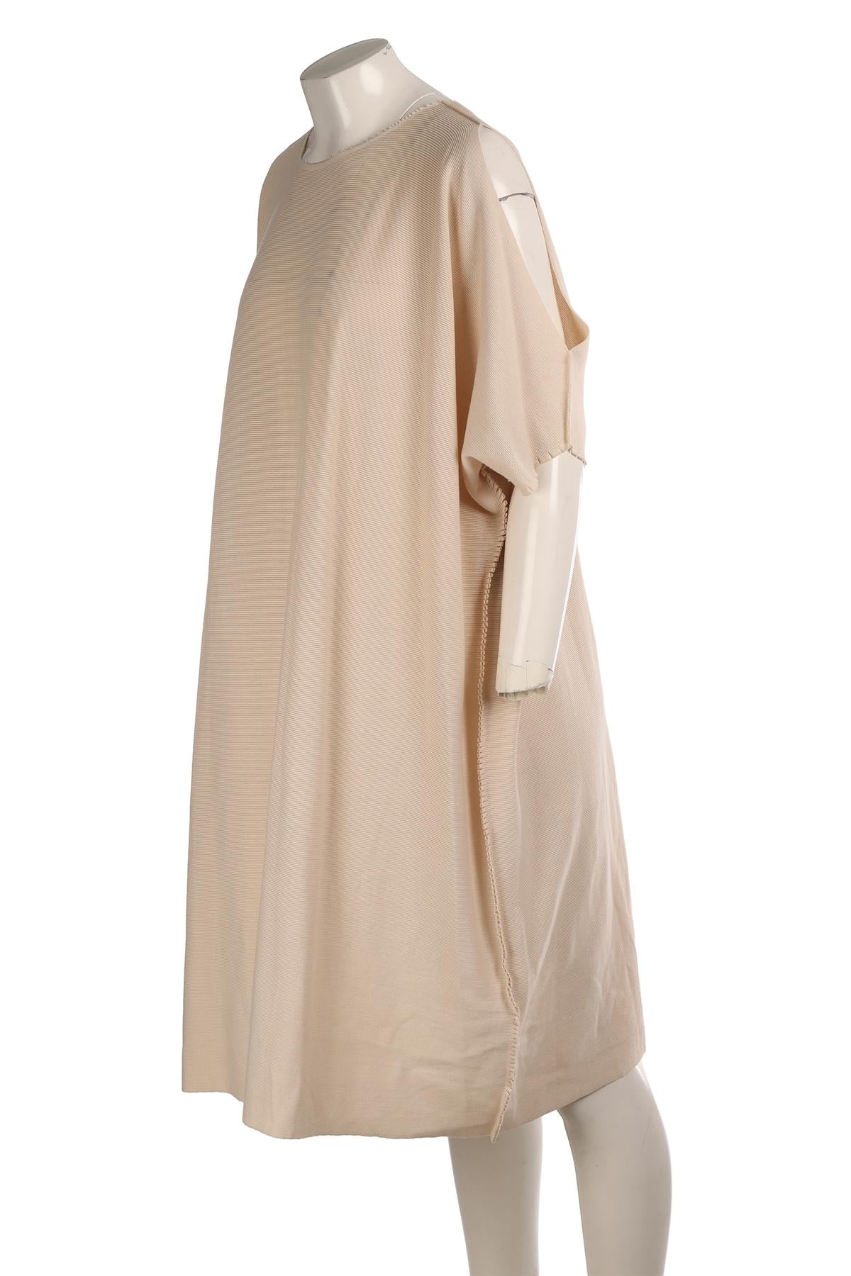 ISSEY MIYAKE BEIGE COTTON MIDI DRESS JP 2 UK 8