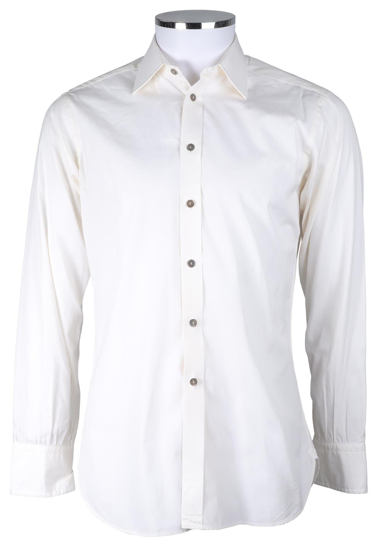 TURNBULL & ASSER CREAM MEN'S COTTON SHIRT SMALL/MEDIUM
