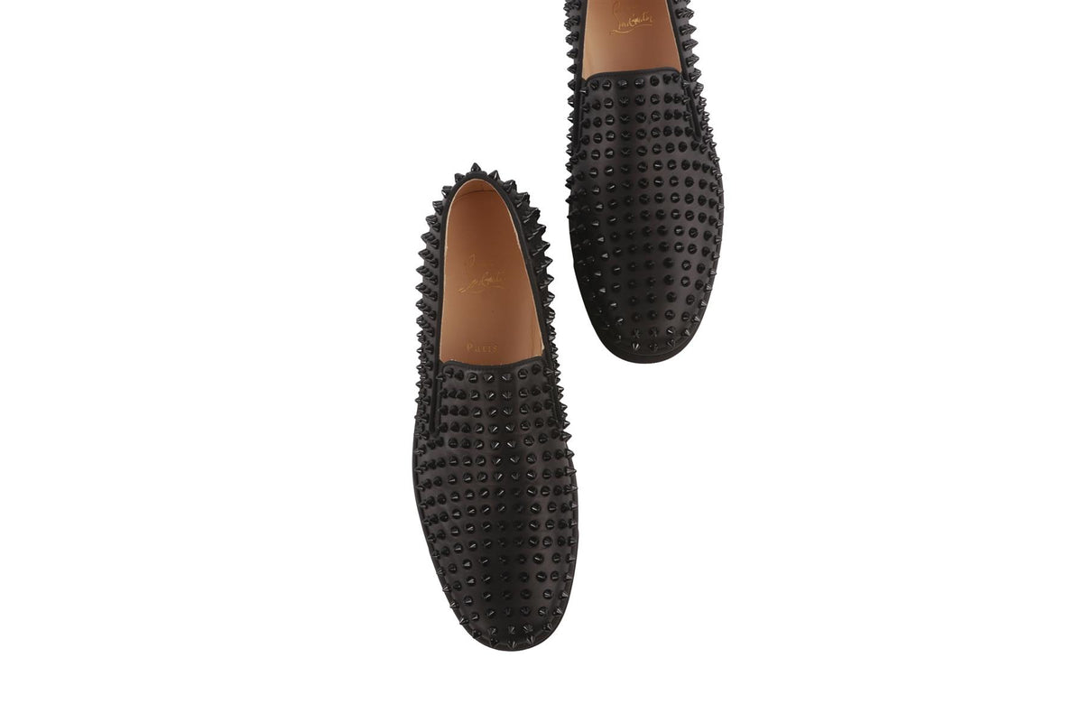 CHRISTIAN LOUBOUTIN BLACK MEN'S ROLLER BOAT LEATHER SNEAKERS EU 44.5 UK 10.5 US 11.5