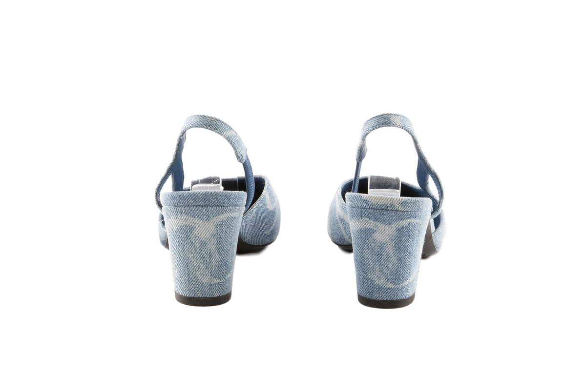CHANEL BLUE 2023 CC DENIM SLINGBACK PUMPS EU 36