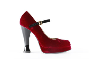 MARNI RED VELVET PLATFORM PUMPS EU 40 UK 7 US 10