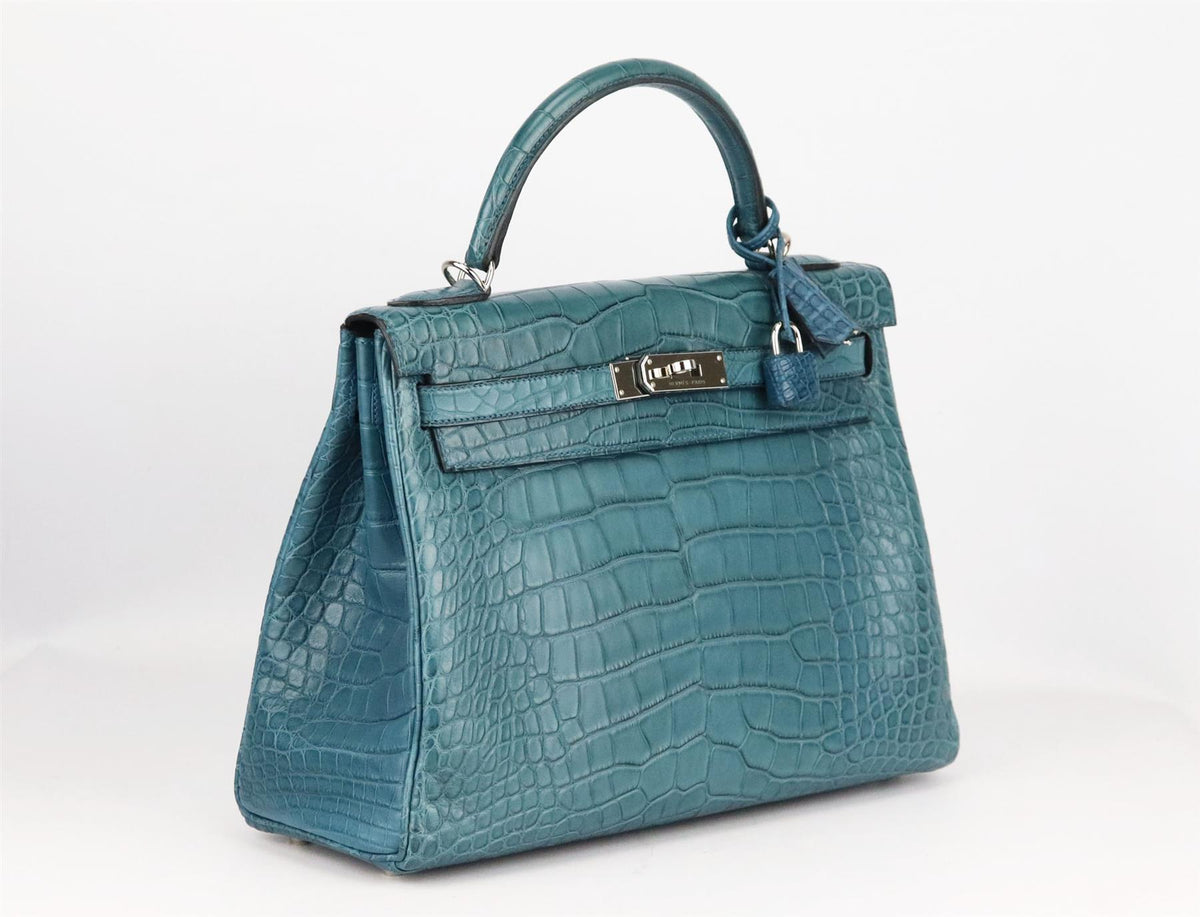 HERMÈS 2015 KELLY 32CM MATTE ALLIGATOR MISSISSIPPIENSIS LEATHER BAG