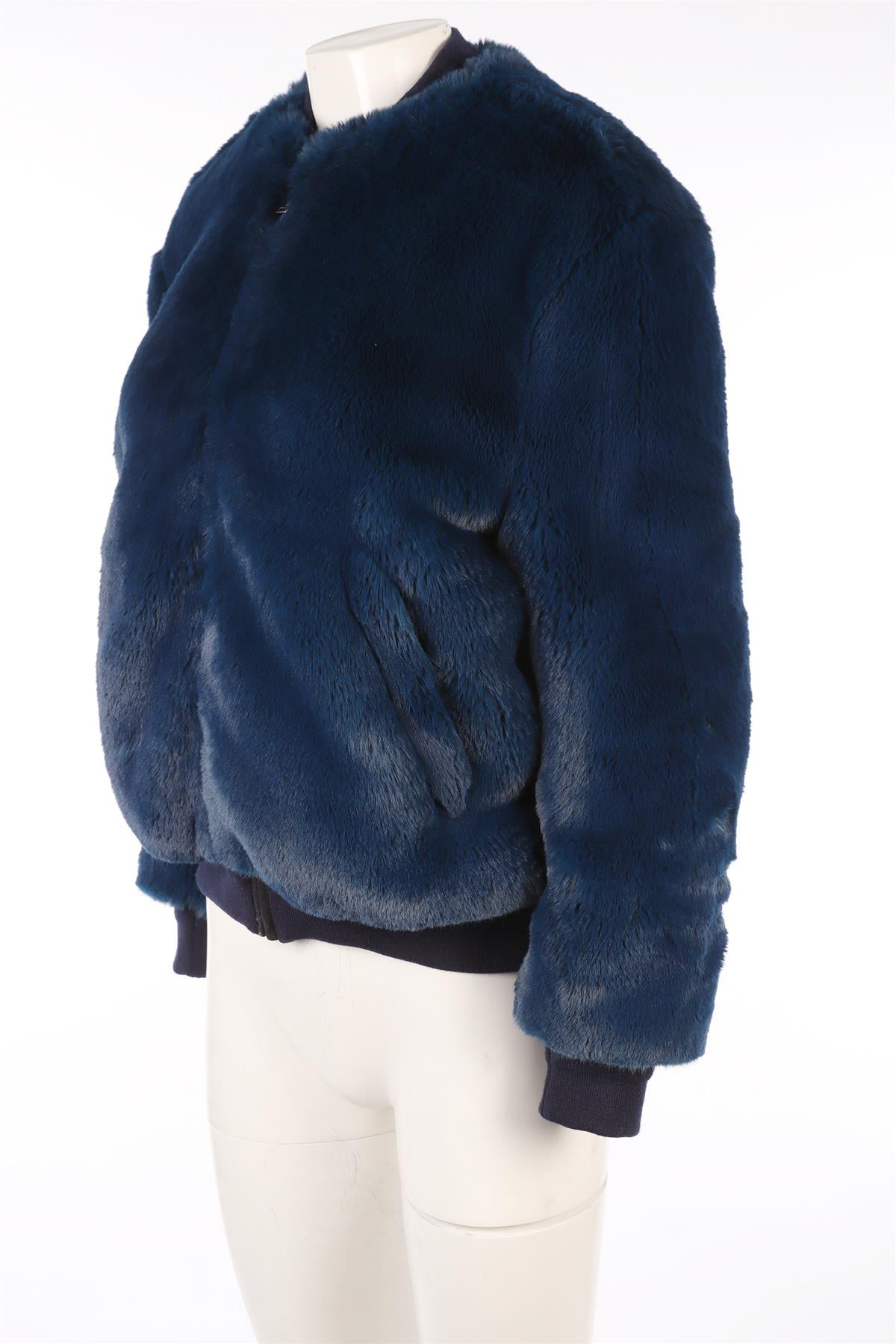 GOLDEN GOOSE DELUXE BRAND BLUE FAUX FUR JACKET XSMALL