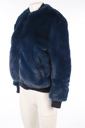 GOLDEN GOOSE DELUXE BRAND BLUE FAUX FUR JACKET XSMALL