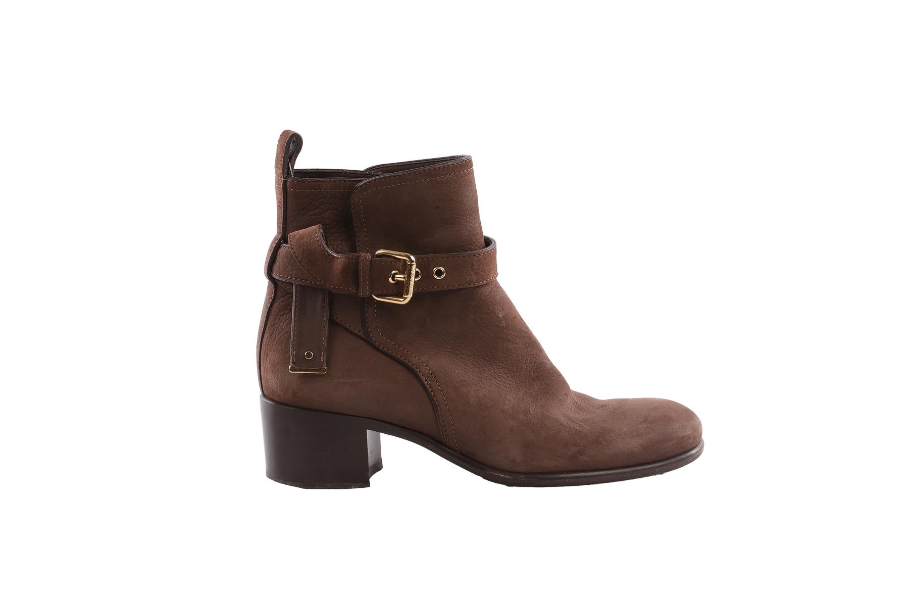 LOUIS VUITTON BROWN SUEDE ANKLE BOOTS EU 38
