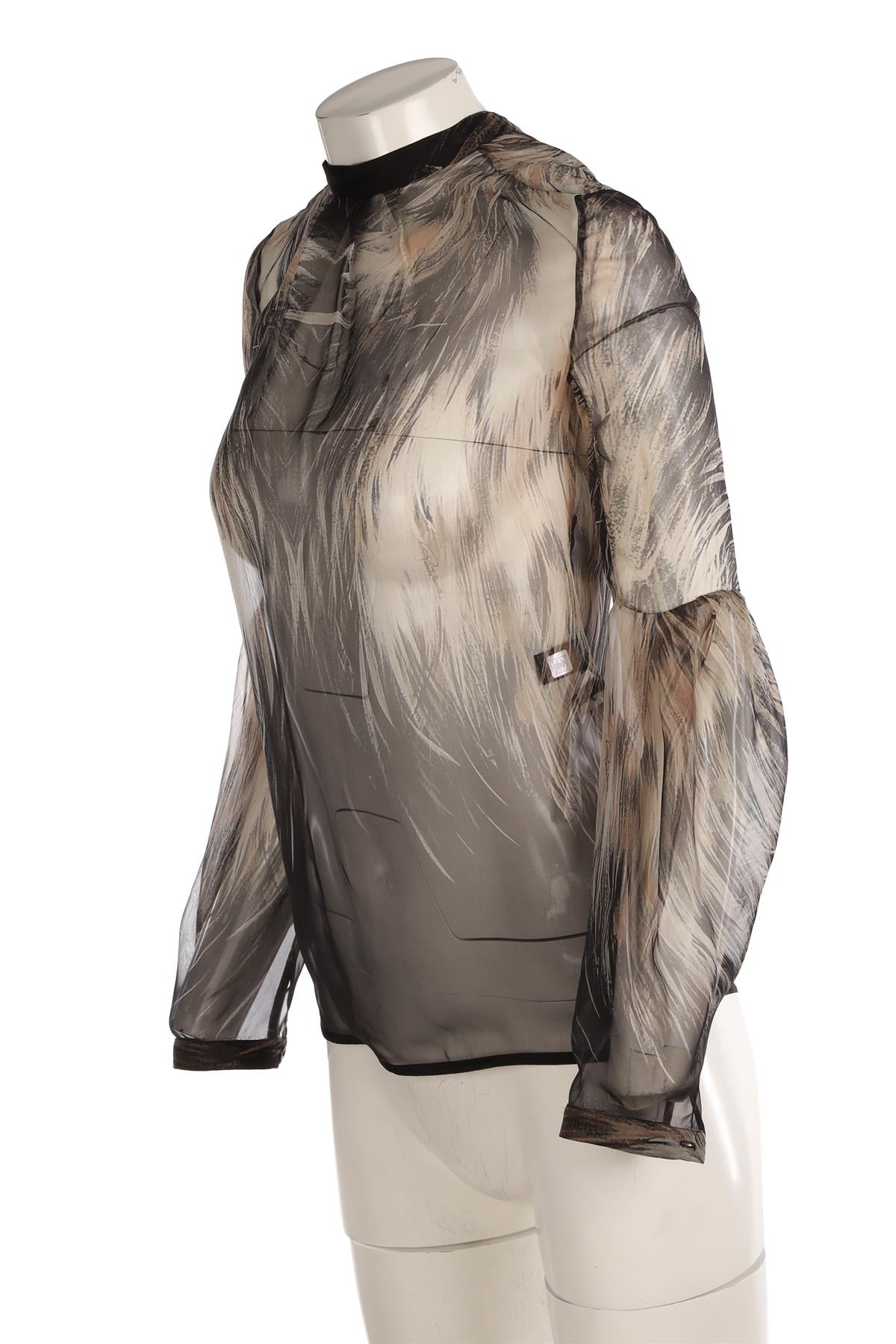 ROBERTO CAVALLI BLACK SILK SHIRT IT 38 UK 6