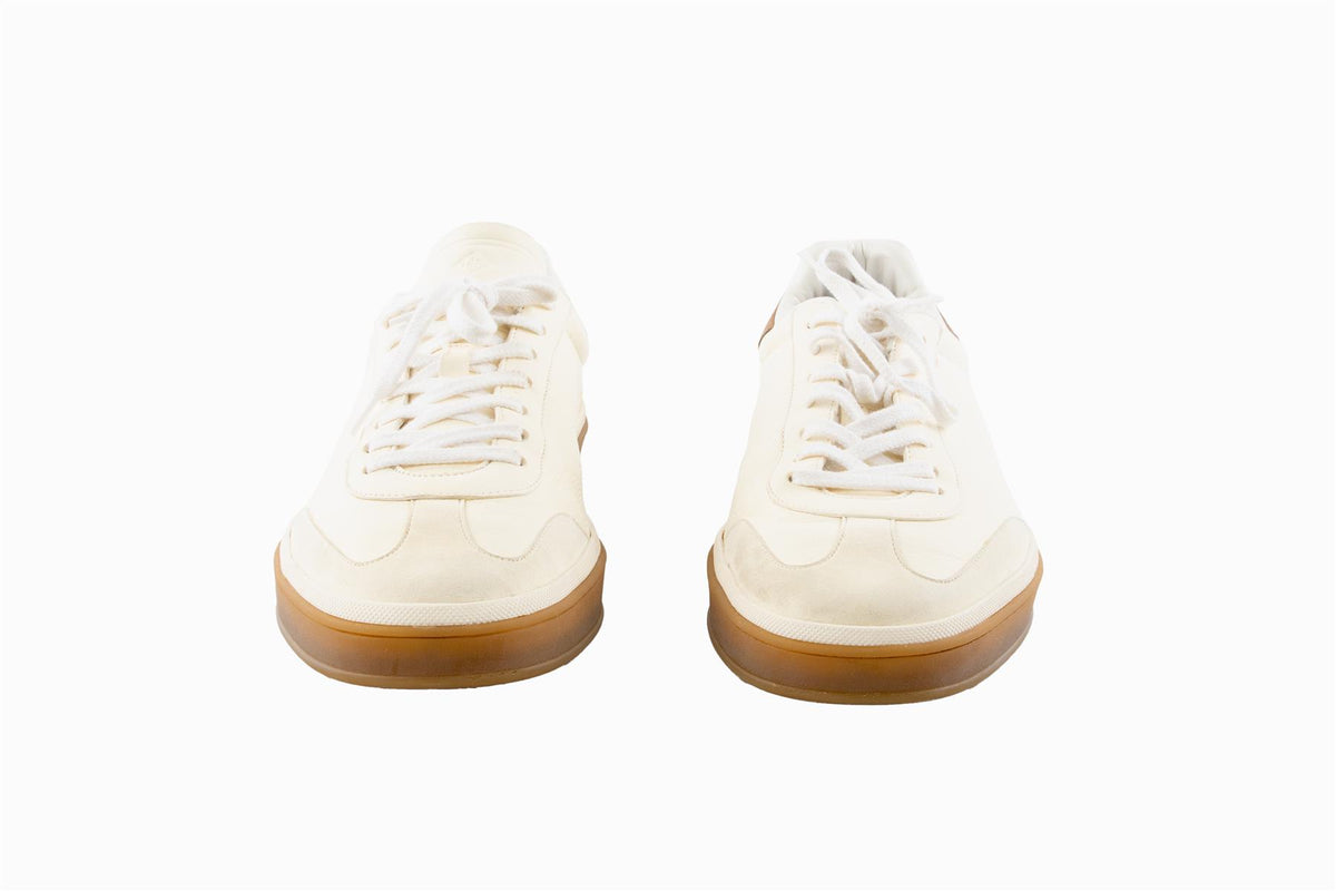 LORO PIANA CREAM MEN'S TENNIS WALK LEATHER SNEAKERS EU 46 UK 11 US 12