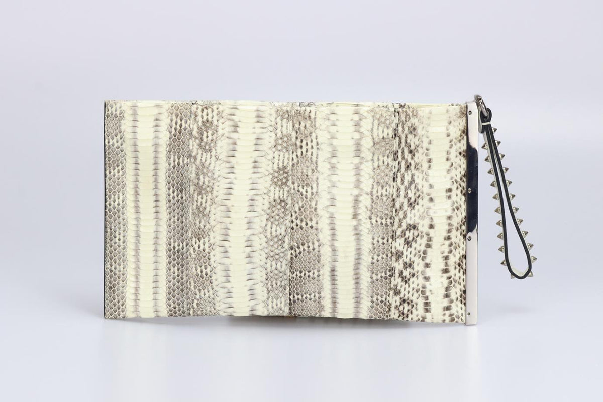 BARBARA BUI PYTHON AND LEATHER CLUTCH