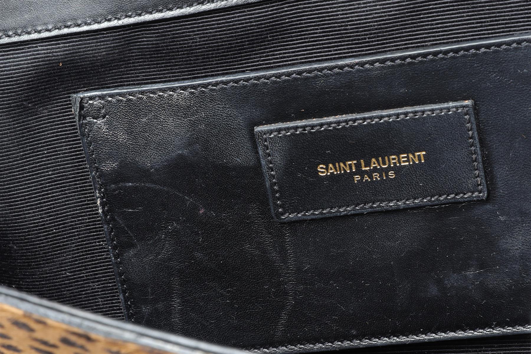 SAINT LAURENT TAN KATE TASSEL CALF HAIR AND LEATHER CLUTCH