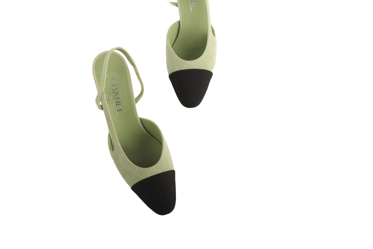 CHANEL GREEN 2025 SUEDE SLINGBACK PUMPS EU 40 UK 7 US 10